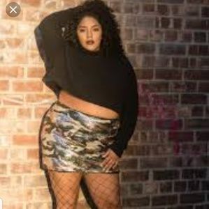 Plus size Camo Sequin Skirt